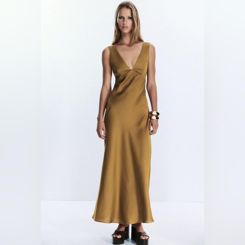ZARA Satin Midi Dress